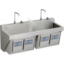 Elkay EWSF26026KWC - MANUAL DOUBLE STATION SCRUB SINK W/ KNEE ACTIVATED WATER