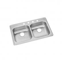 Elkay GE233215 - 22 Gauge Stainless Steel 33'' x 21.25'' x 5.375'' Double Bowl Drop-i