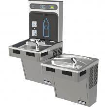 Elkay HTHB-HAC8BLPV-WF - Halsey Taylor HydroBoost Bottle Filling Station, & Bi-Level ADA Cooler, Filtered 8 GPH Platinu