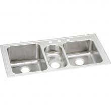Elkay LGR43225 - 18 Gauge Stainless Steel 43'' x 22'' x 10'' Triple Bowl Drop-in Kitc