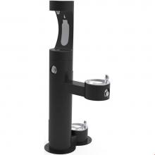 Elkay LK4420BF1UDBBLK - Outdoor ezH2O Upper Bottle Filling Station Bi-Level, Pedestal with Pet Station Non-Filtered Non-Re