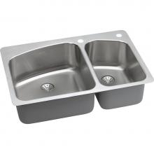 Elkay LKHSR2509RPD2L - 18 Gauge Stainless Steel 33'' x 22'' x 9'' Double Bowl Dual Mount Ki