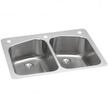 Elkay LKHSR33229PD3 - 18 Gauge Stainless Steel 33'' x 22'' x 9'' Double Bowl Dual Mount Ki