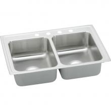 Elkay LRQ25192 - 18 Gauge Stainless Steel 25'' x 19.5'' x 7.625'' Double Bowl Top Mou