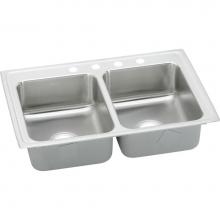 Elkay LRQ33213 - 18 Gauge Stainless Steel 33'' x 21.25'' x 7.875'' Double Bowl Top Mo