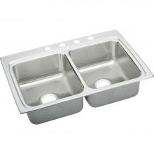 Elkay LRQ33221 - 18 Gauge Stainless Steel 33'' x 22'' x 8.125'' Double Bowl Top Mount