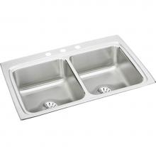 Elkay LR3322PD3 - 18 Gauge Stainless Steel 33'' x 22'' x 8.125'' Double Bowl Drop-in K