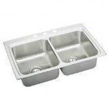 Elkay LR3322X - 18 Gauge Stainless Steel 33'' x 22'' x 8.125'' Double Bowl Drop-in K
