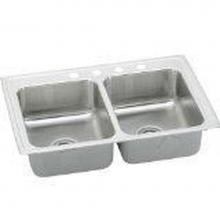 Elkay LRAD331955X - 18 Gauge Stainless Steel 33'' x 19.5'' x 5.5'' Double Bowl Drop-in K