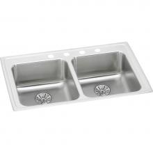 Elkay LRAD331965PD3 - 18 Gauge Stainless Steel 33'' x 19.5'' x 6.5'' Double Bowl Drop-in K