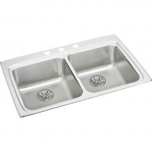 Elkay LRAD332265PD0 - 18 Gauge Stainless Steel 33'' x 22'' x 6.5'' Double Bowl Drop-in Kit