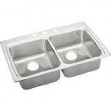 Elkay LRAD332265X - 18 Gauge Stainless Steel 33'' x 22'' x 6.5'' Double Bowl Drop-in Kit