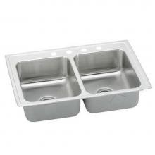 Elkay LRQ33190 - 18 Gauge Stainless Steel 33'' x 19.5'' x 7.625'' Double Bowl Top Mou