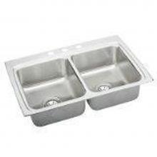 Elkay LRQ33220 - 18 Gauge Stainless Steel 33'' x 22'' x 8.125'' Double Bowl Drop-in K