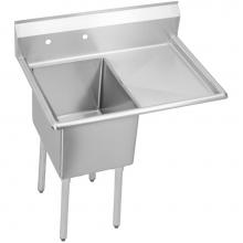 Elkay 1C24X24-R-24X - 1 Compartment Sink, 51X30 OA, 24X24 Bowl, 12 Deep, Right 24'' DBs, SS Legs, 16 GA 300 Se