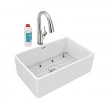 Elkay SWUF28179WHFLC - Fireclay 29-7/8'' x 19-3/4'' x 10-1/16'', Single Bowl Farmhouse Sink
