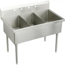 Elkay WNSF8360OF4 - Weldbilt Stainless Steel 63'' x 27-1/2'' x 14'' Floor Mount, Triple