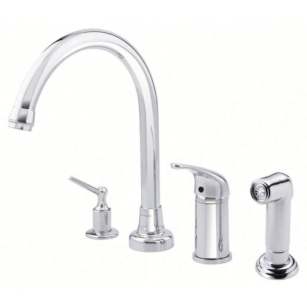 Melrose 1H High-Rise Kitchen Faucet w/ Soap Dispenser & Spray 1.75gpm Chrome