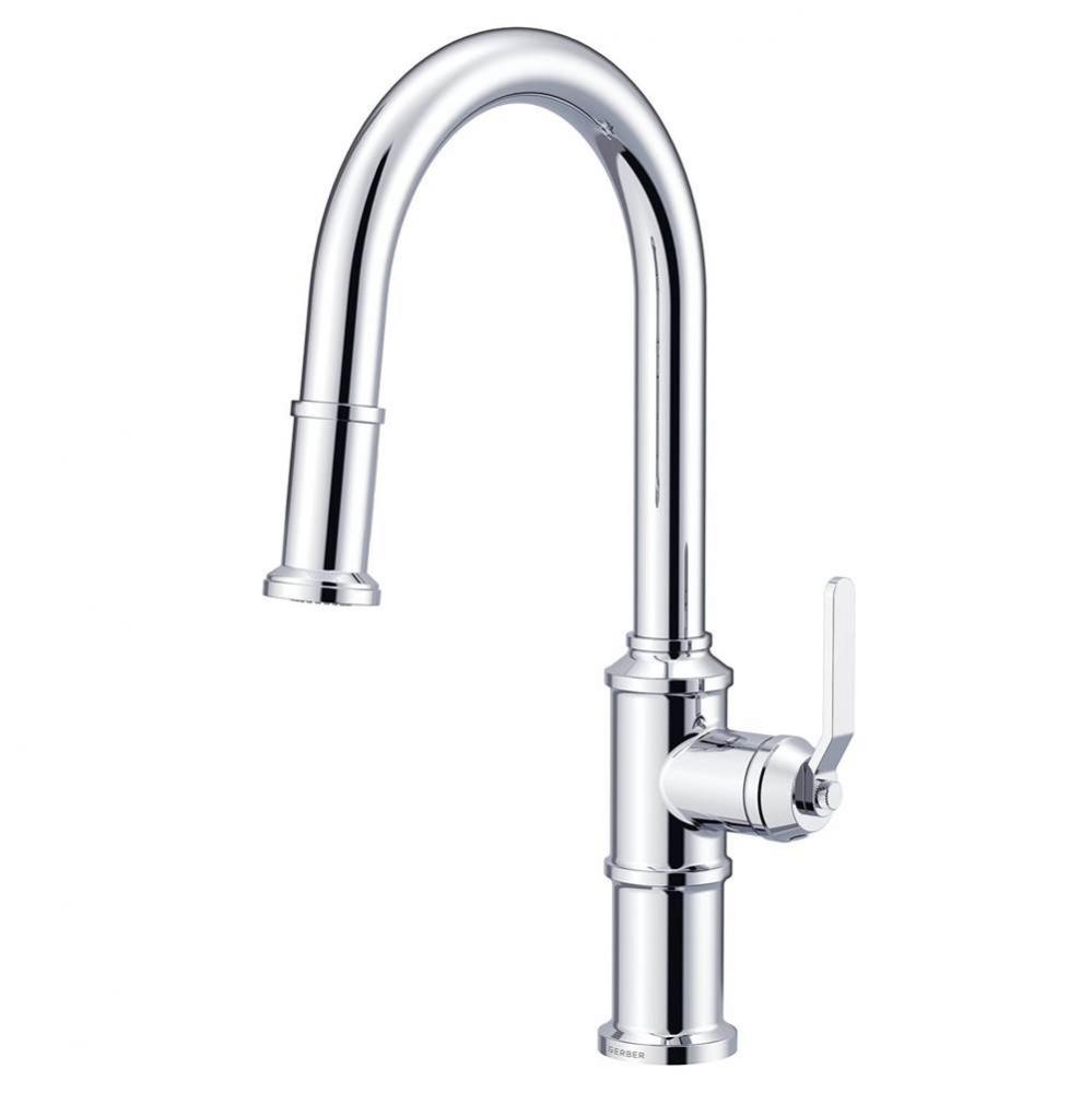 Kinzie 1H Pull-Down Kitchen Faucet w/ Snapback Retraction 1.75gpm Chrome