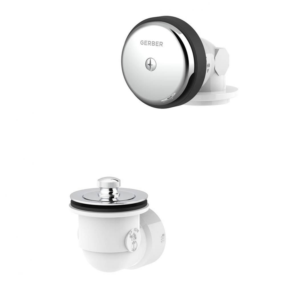 Gerber Classics Schedule 40 PVC Lift & Turn Drain Kit for Standard Tub with Foam Gasket and On