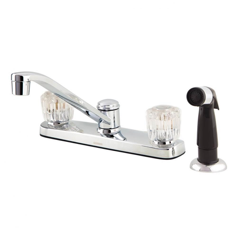 Maxwell SE 2H Kitchen Faucet w/ Acrylic Handles Spray & 8'' D-Tube Spout 1.75gpm Chr