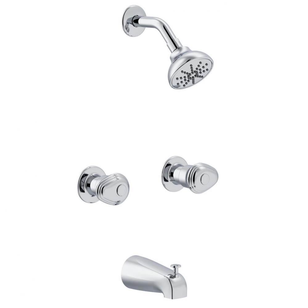 Gerber Hardwater Two Handle Threaded Escutcheon Tub & Shower Fitting with Threaded Diverter Sp