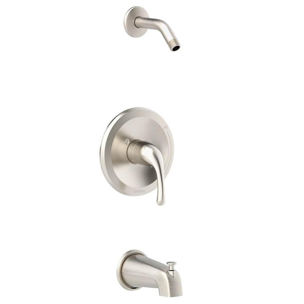 Maxwell 1H Tub & Shower Trim Kit & Treysta Cartridge Less Showerhead Brushed Nickel