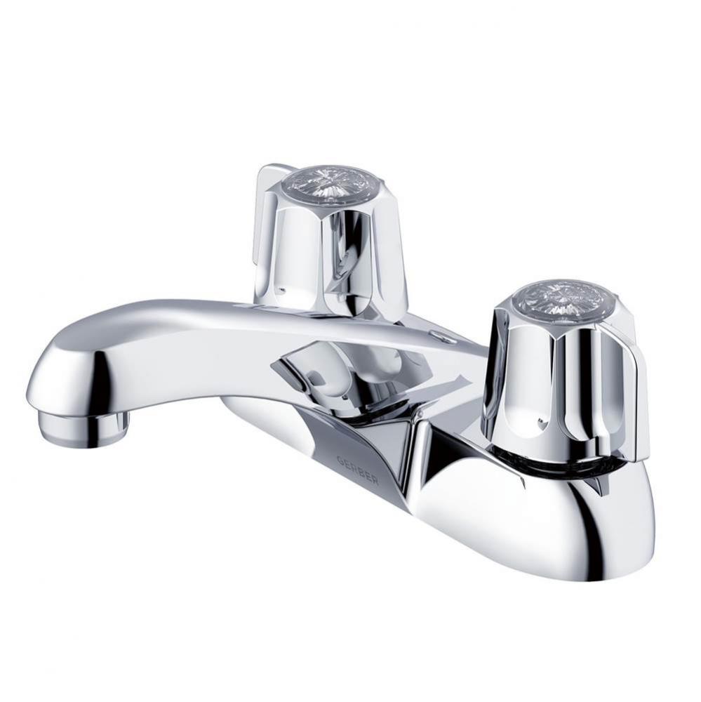 Gerber Classics 2H Centerset Lavatory Faucet w/ Metal Fluted Handles & Less Drain w/ Button 1.