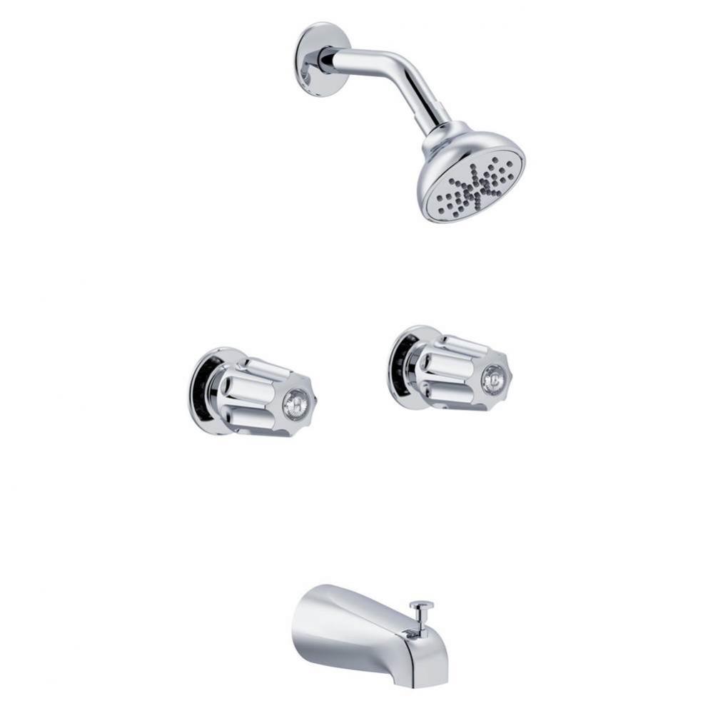 Gerber Classics Two Metal Fluted Handle Threaded Escutcheon Tub & Shower Fitting with IPS/Swea