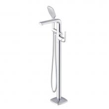 Gerber Plumbing D305056T - Transitional Floor Mount Tub Filler Trim Kit with Soft Square Handshower 1.75gpm Chrome