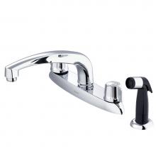 Gerber Plumbing G0742216 - Gerber Classics 2H Kitchen Faucet Deck Plate Mounted w/ Spray & w/ Metal Fluted Handles 1.75gp