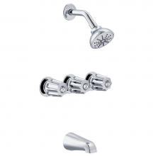 Gerber Plumbing G0748030 - Gerber Classics Three Metal Fluted Handle Threaded Escutcheon Tub & Shower Fitting with IPS/Sw