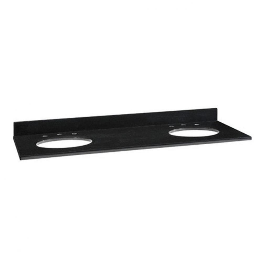 Stone Top - 61'' For Double Undermount Sinks - Black Granite