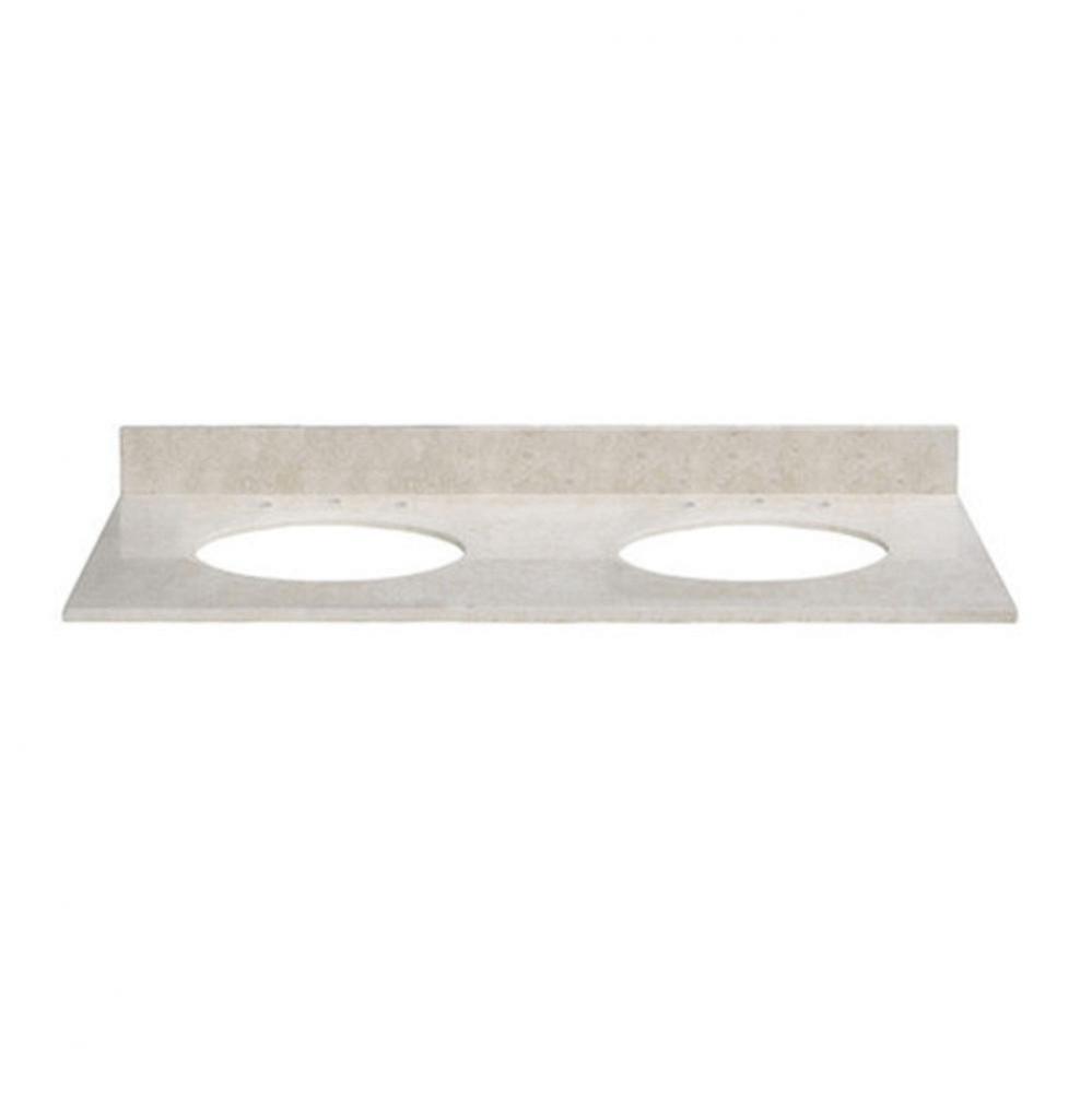 Stone Top - 61-inch for Double Oval Undermount Sinks - Galala Biege Marble