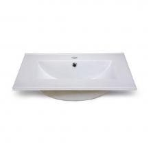 Ryvyr CST250WT - Ceramic Top - 25-inch Vitreous China with Rectangular Bowl - White (for Single-Hole Faucet)