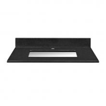 Ryvyr GRUT31RBK-1 - Stone Top - 31'' For Rectangular Undermount Sink - Black Granite With Single Faucet Hole