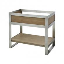 Ryvyr V-PLATTE-36BSNA - Platte 36'' Vanity - Brushed Satin With Wood Accent Panels