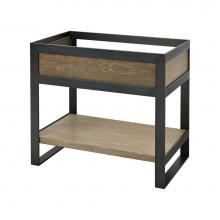 Ryvyr V-PLATTE-36MBNA - Platte 36'' Vanity - Satin Gunmetal Black With Wood Accent Panels