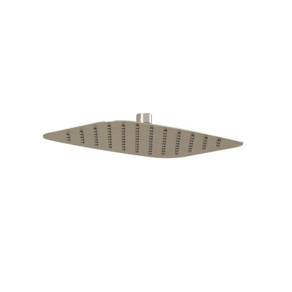 Rectangular Rounded Rain Head Shower 12''x8'' 2mm Thick Brushed Nickel PVD