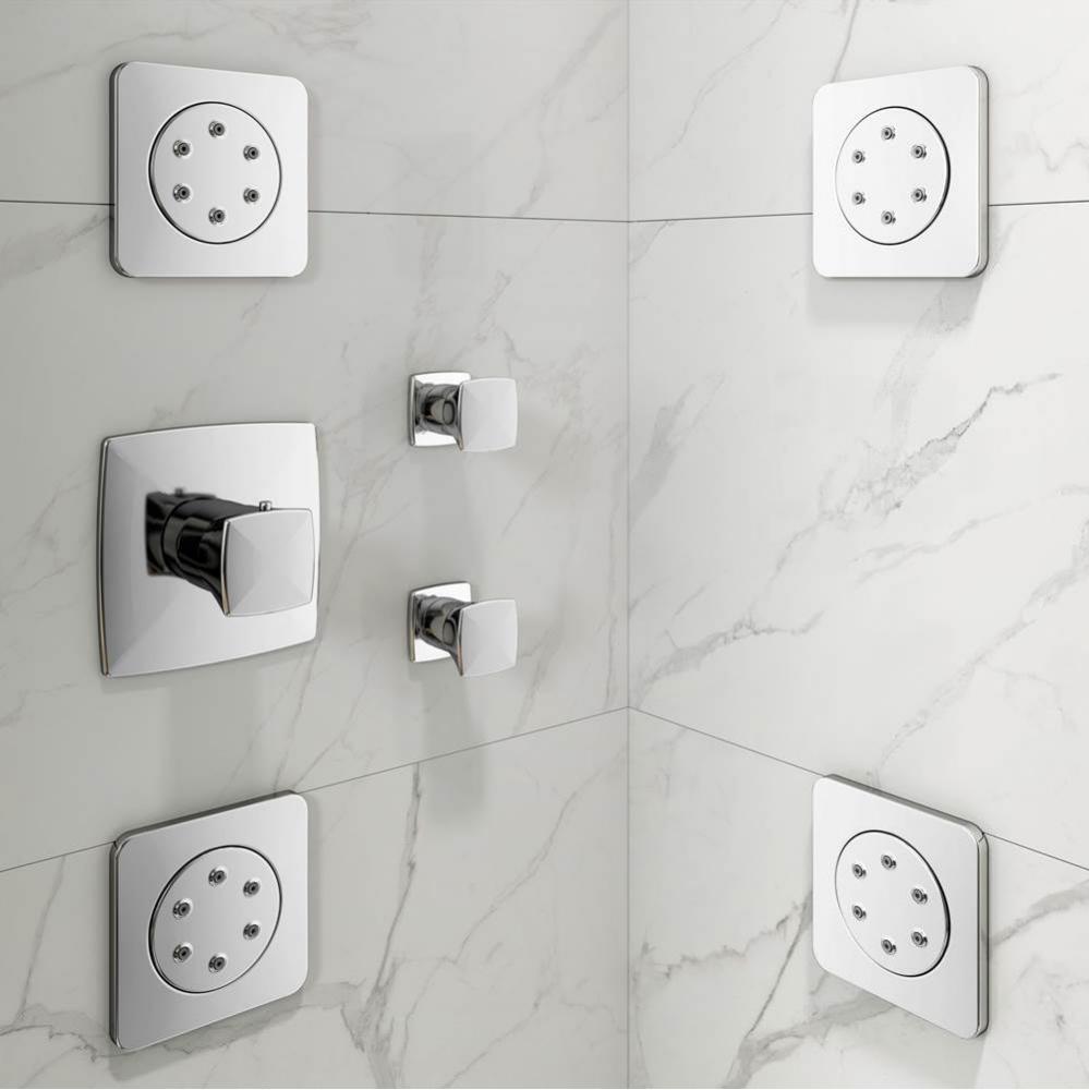 Adjustable Body Spray with Round and Square Escutcheon Trims Chrome