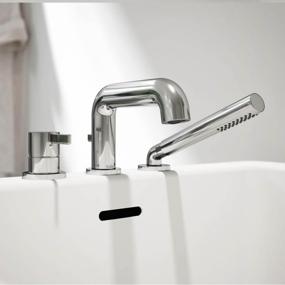 BASICO™ 3-Piece Deckmount Tub Filler with Handshower - Cartridge Included Without Rough-In - Chr
