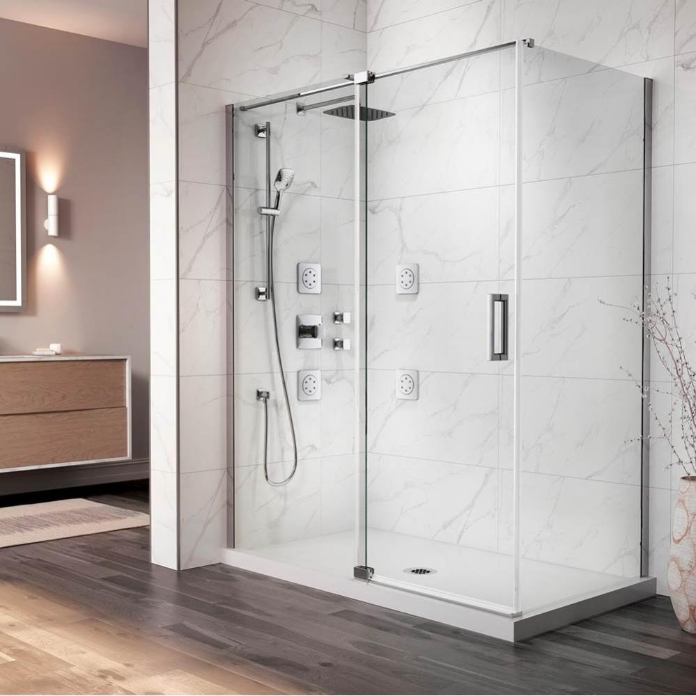 DISTINK™ (Box 1 of 2) 60''x77'' 2-Panel Pivot Shower Door for Corner Inst. (