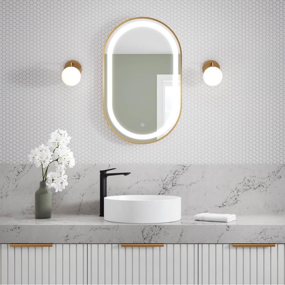 EFFECT Oblong LED Illuminated Brushed Gold Frame Mirror with Frosted Strip and Touch-Switch for Co