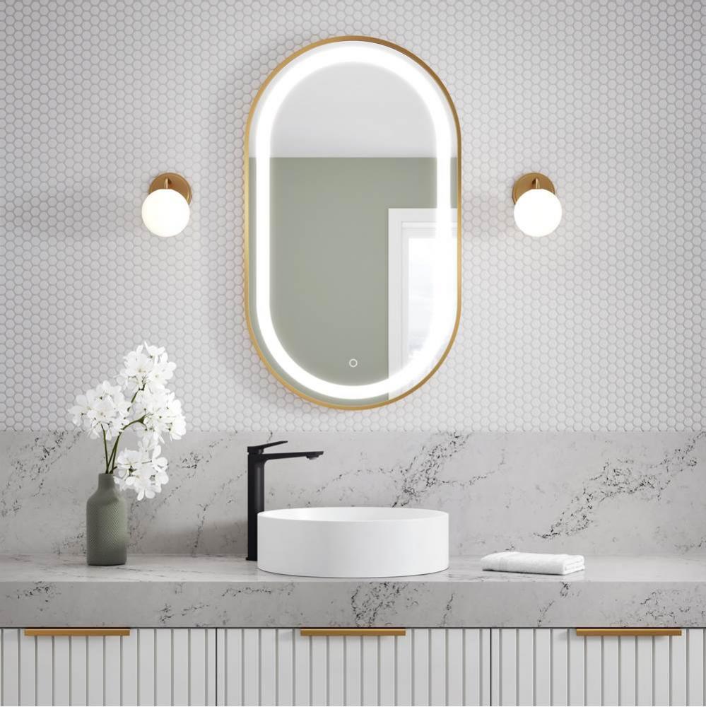 EFFECT Oblong LED Illuminated Brushed Gold Frame Mirror with Frosted Strip and Touch-Switch for Co
