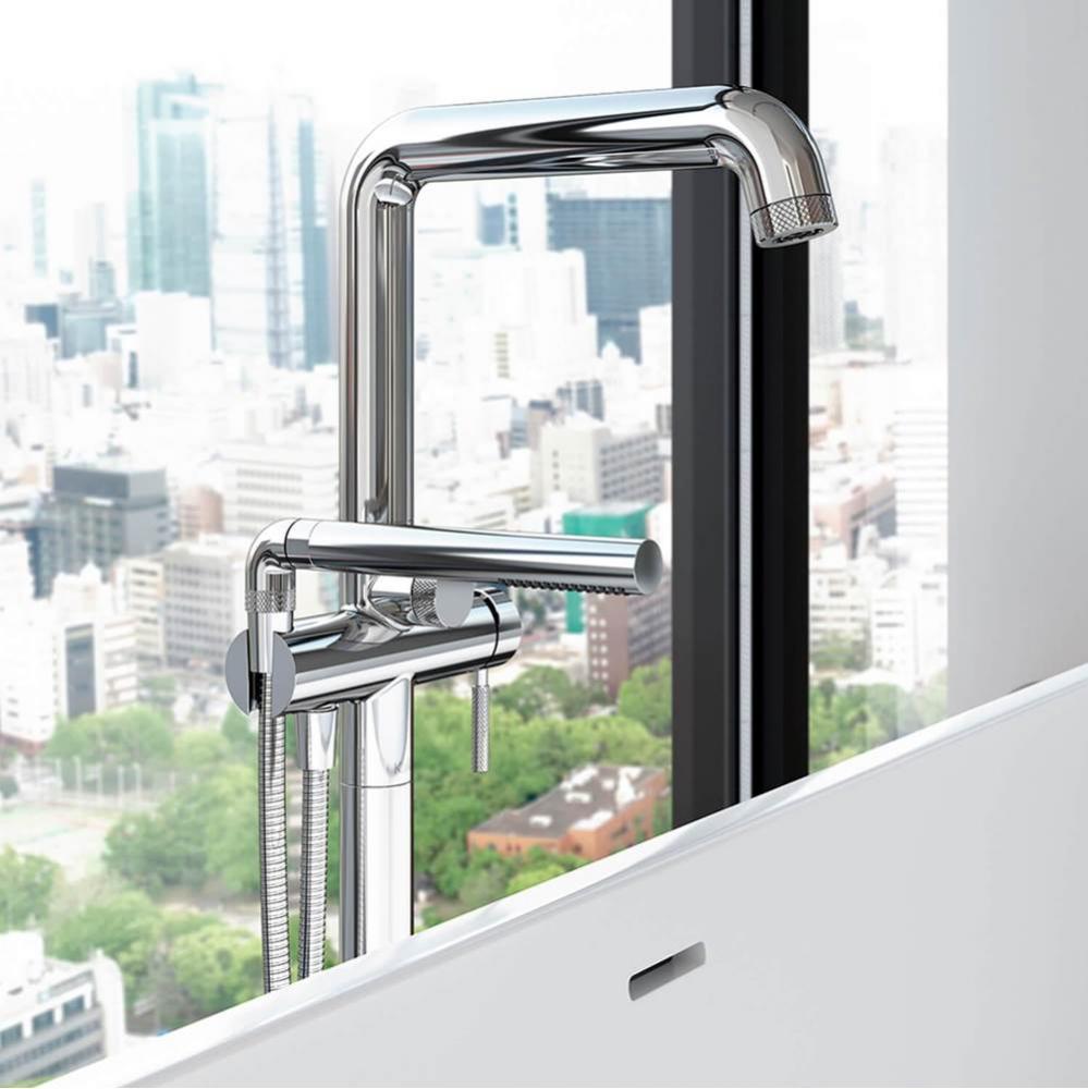 PRECISO™ Floormount Tub Filler with Handshower - Cartridge Included Without Rough-In - Chrome