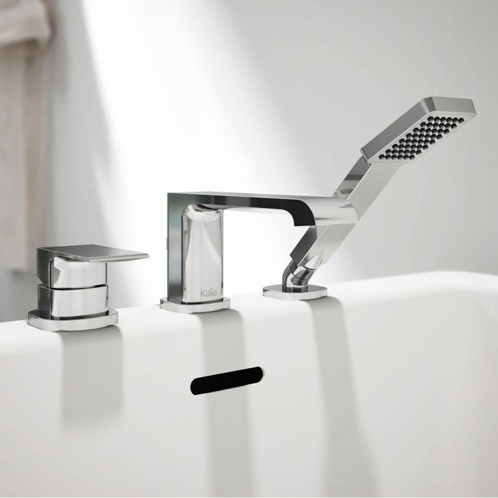 SOBRIO™ 3-Piece Deckmount Tub Filler with Handshower - Cartridge Included without Rough-In - Chr