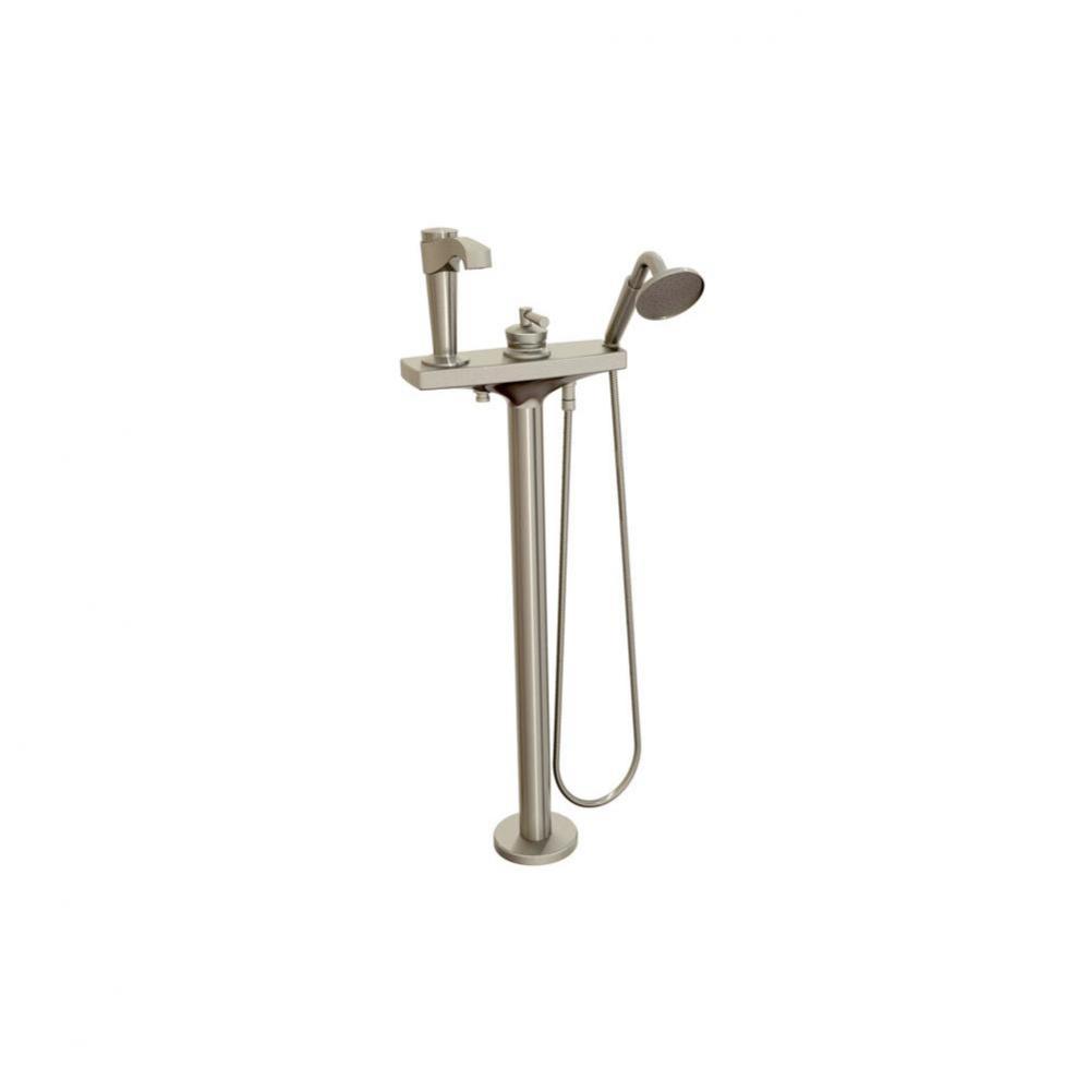 BELLINO? Floormount 3-Piece Tub Filler with Angle Handshower Brushed Nickel