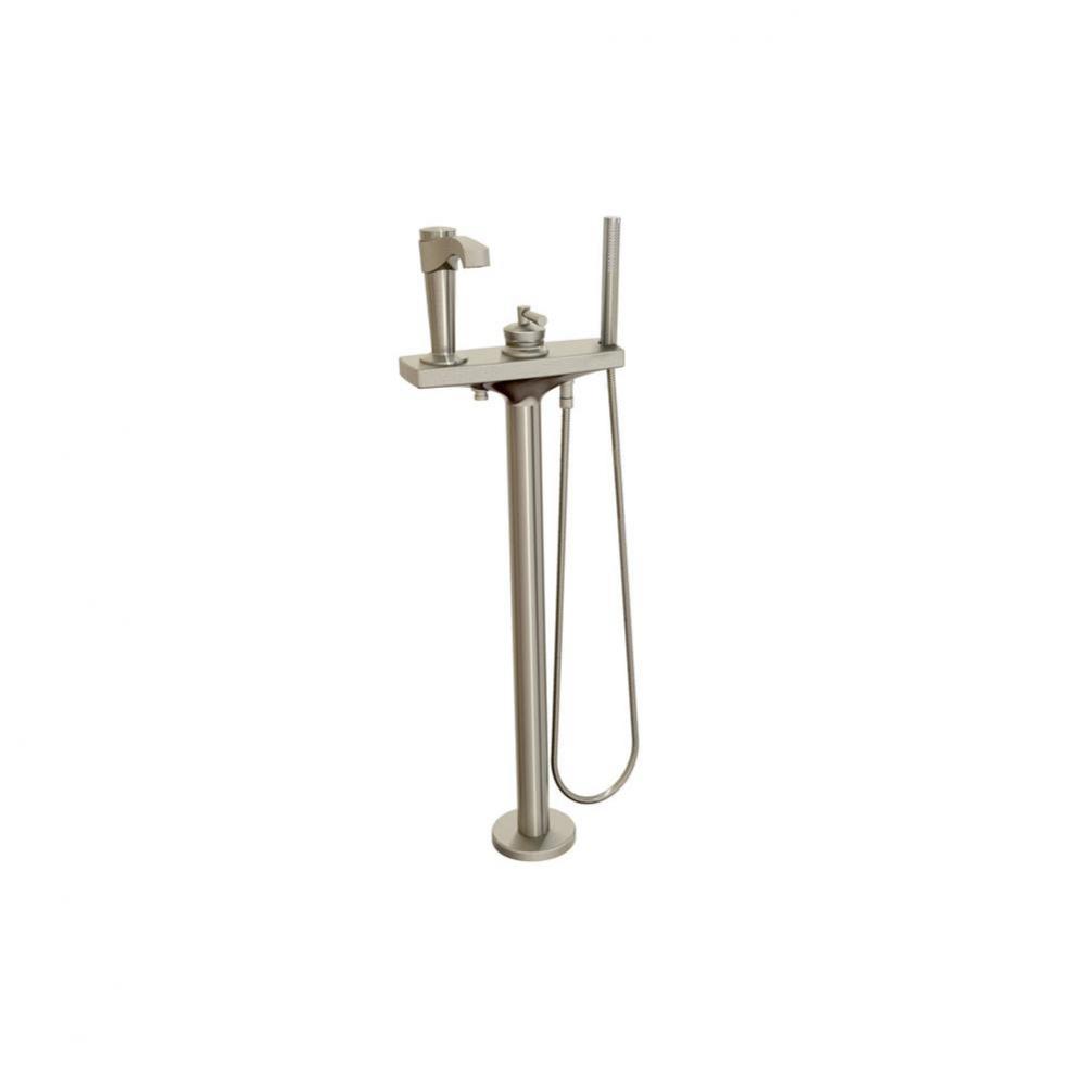 BELLINO? Floormount 3-Piece Tub Filler with Vertical Handshower Brushed Nickel