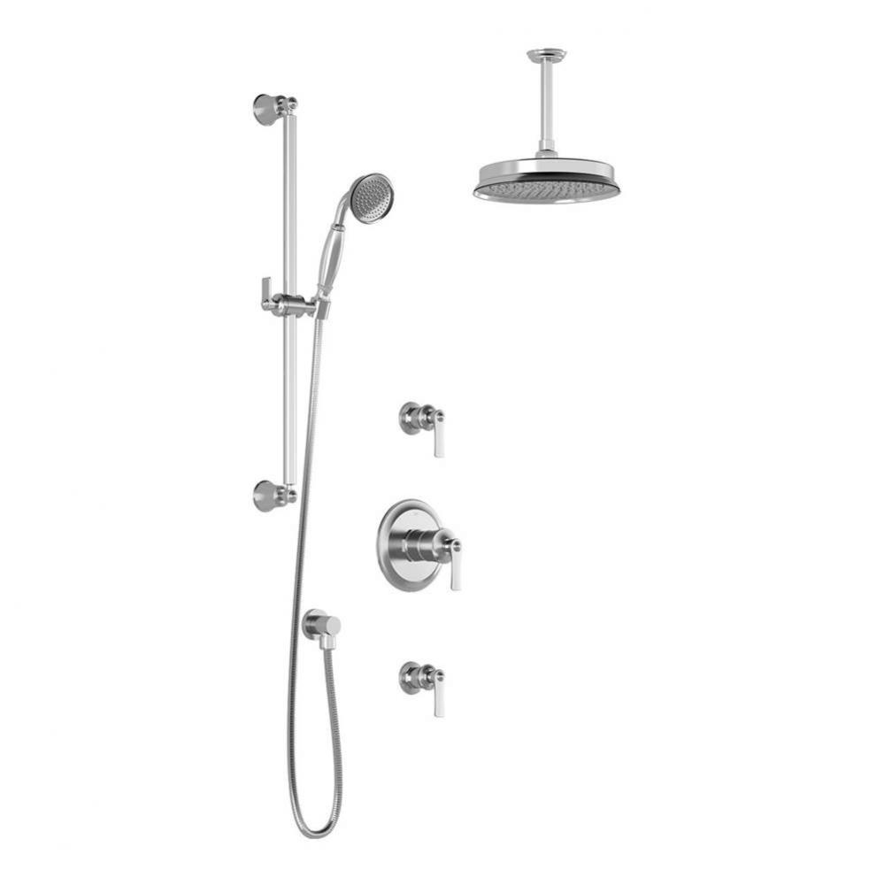 RUSTIK™ T2 (Valves Not Included) : Thermostatic Shower System with Vertical Ceiling Arm Chrome