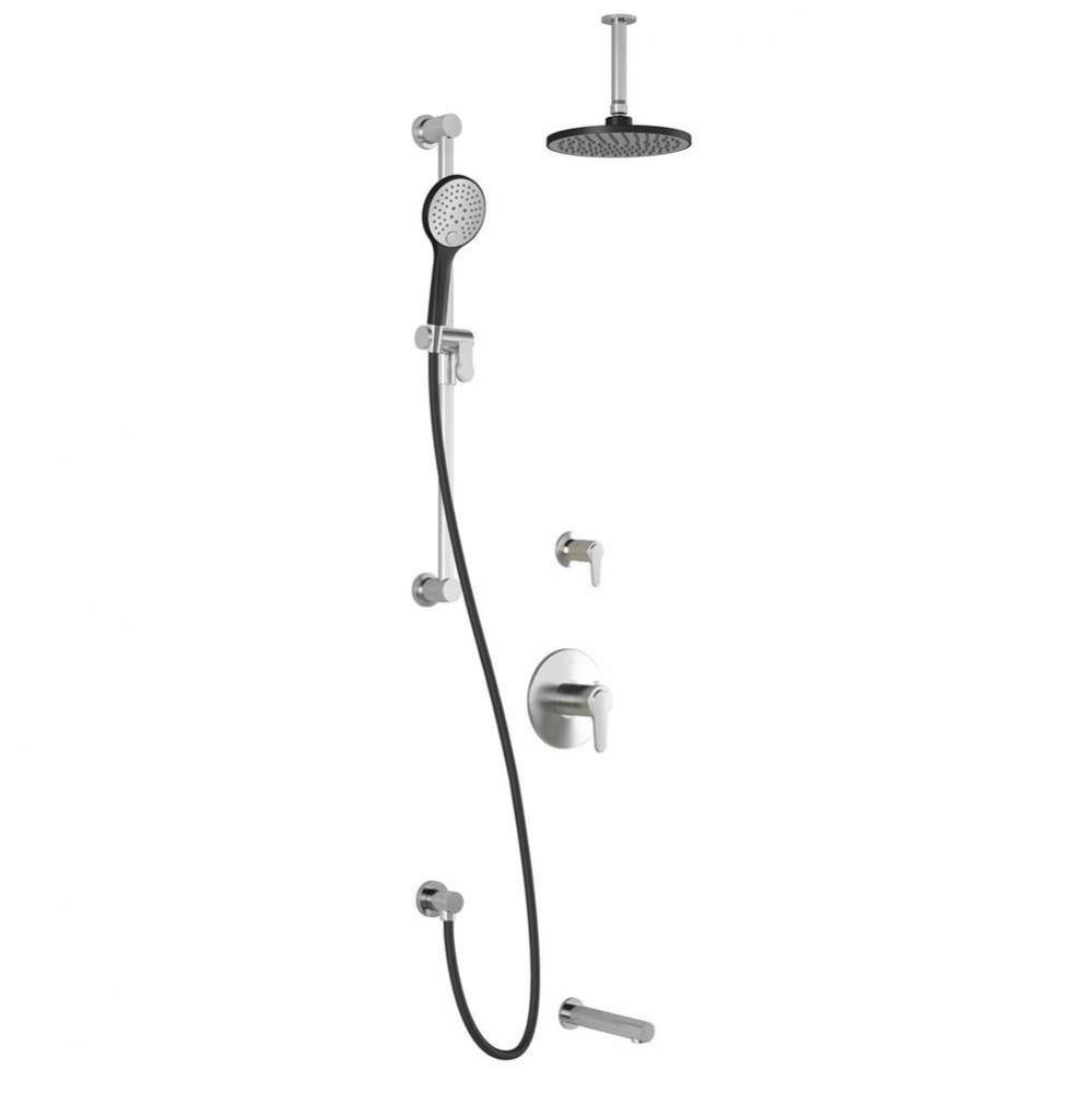 KONTOUR™ TG3 : Water Efficient Thermostatic Shower System with Vertical Ceiling Arm Black/Chrome